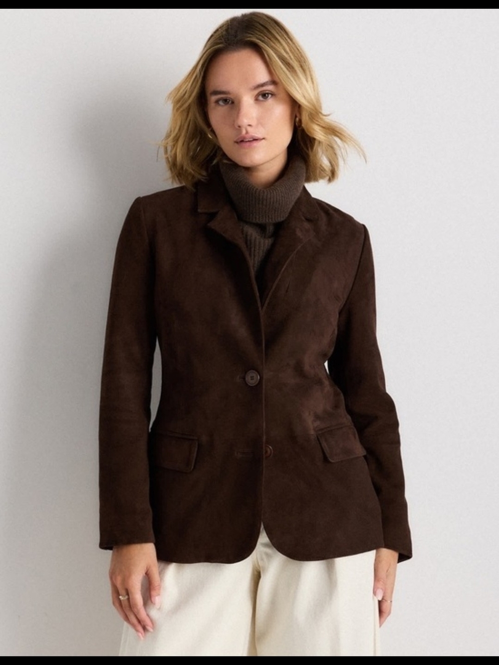 Quince Women 100% Suede Blazer Espresso Brown Outerwear Sz S, NWT